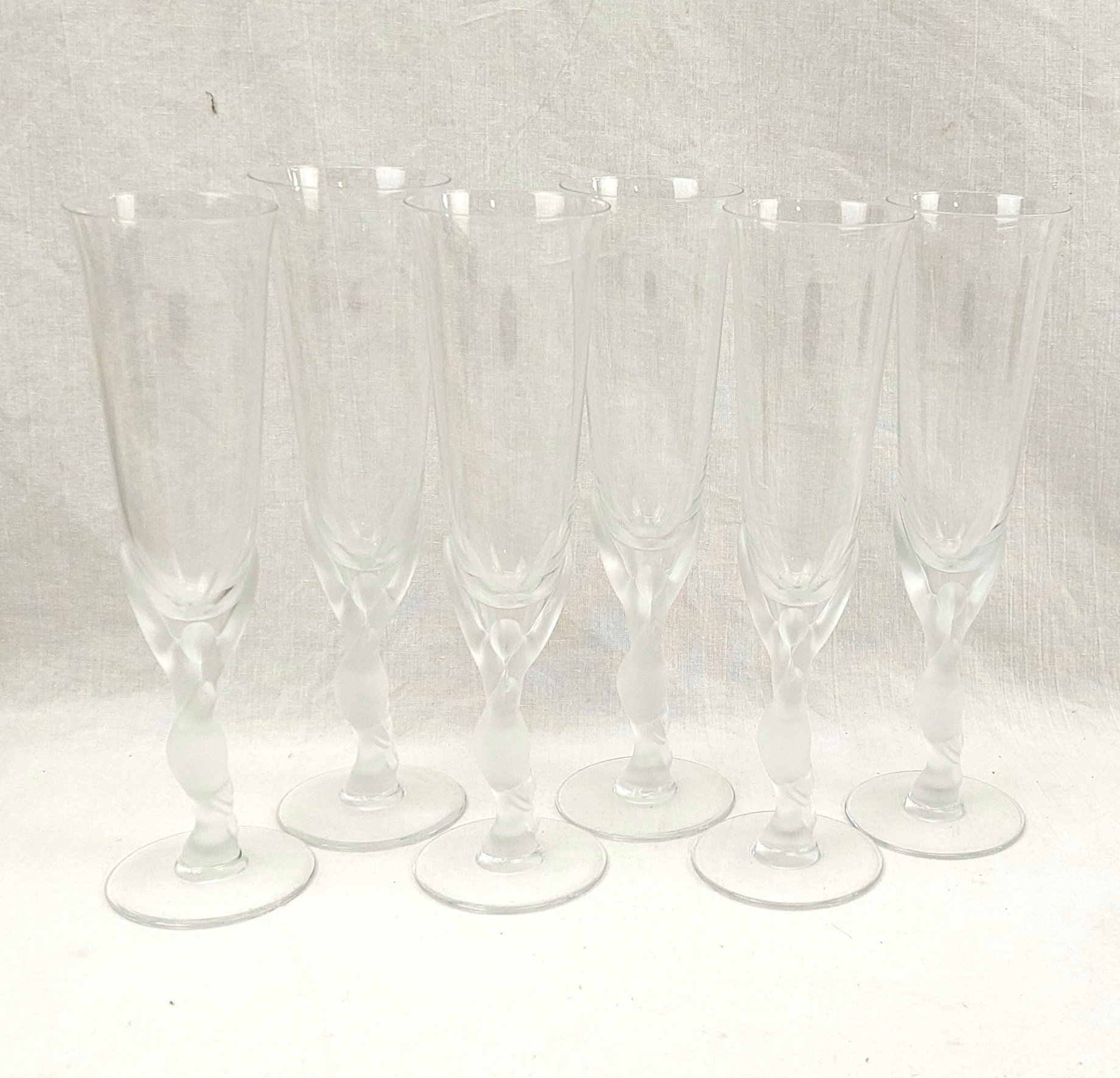 Six Igor Carl Faberge For Franklin Crystal Snow Dove Crystal Champagne Glasses - Image 4