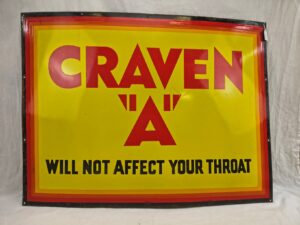 Superb Large Vintage Craven A Cigarettes Enamel Advertising Sign