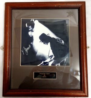 U2 – Bono, 1988, Hand-Signed Rattle and Hum Era Photograph, by Anton Corbijn, Framed, (Famously Yours Ltd)