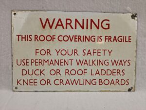 Vintage Southern Railways Roof Warning Enamel Sign