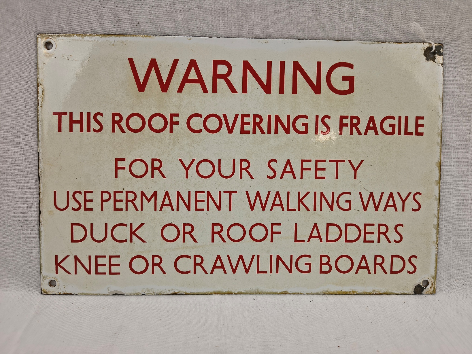 Vintage Southern Railways Roof Warning Enamel Sign