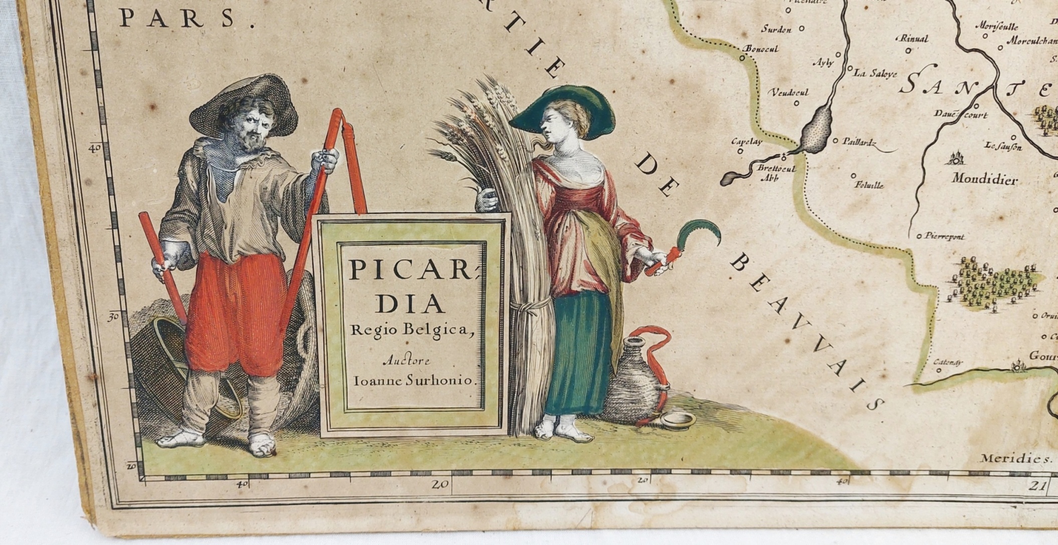 1644 Blaeu Hand Coloured Map Of Picardy - Image 3