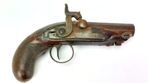 British, c.1830–1845 Percussion Pocket Pistol (Derringer Size), by W. Booth, Converted Flintlock, Obsolete Calibre