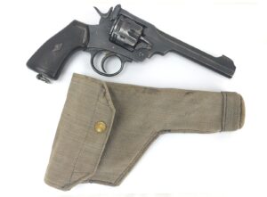 British, WW1 - dated 1918, Webley Mk VI .455 Service Revolver, Deactivated (Old Specification), with WW2 Canvas Holster Dated 1944
