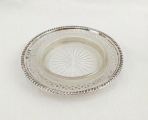 Birmingham 1912 Sterling Silver And Cut Glass Pin Tray