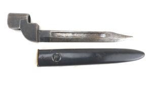 British, 1949, No. 9 Mk I Bayonet & Scabbard for the Lee-Enfield No. 4 Rifle, ROF Poole Manufacture, Dated 1949