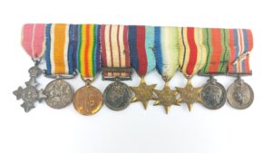British, c.1914–1945, Medal Bar of Nine Miniatures, WW1, Palestine & WW2