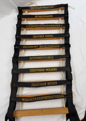Decorative Rope Ladder With One Genuine And 7 Copy WW2 German Cap Tallies
