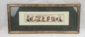 Framed Georgian Cartoon Strip Hand Coloured Print #2