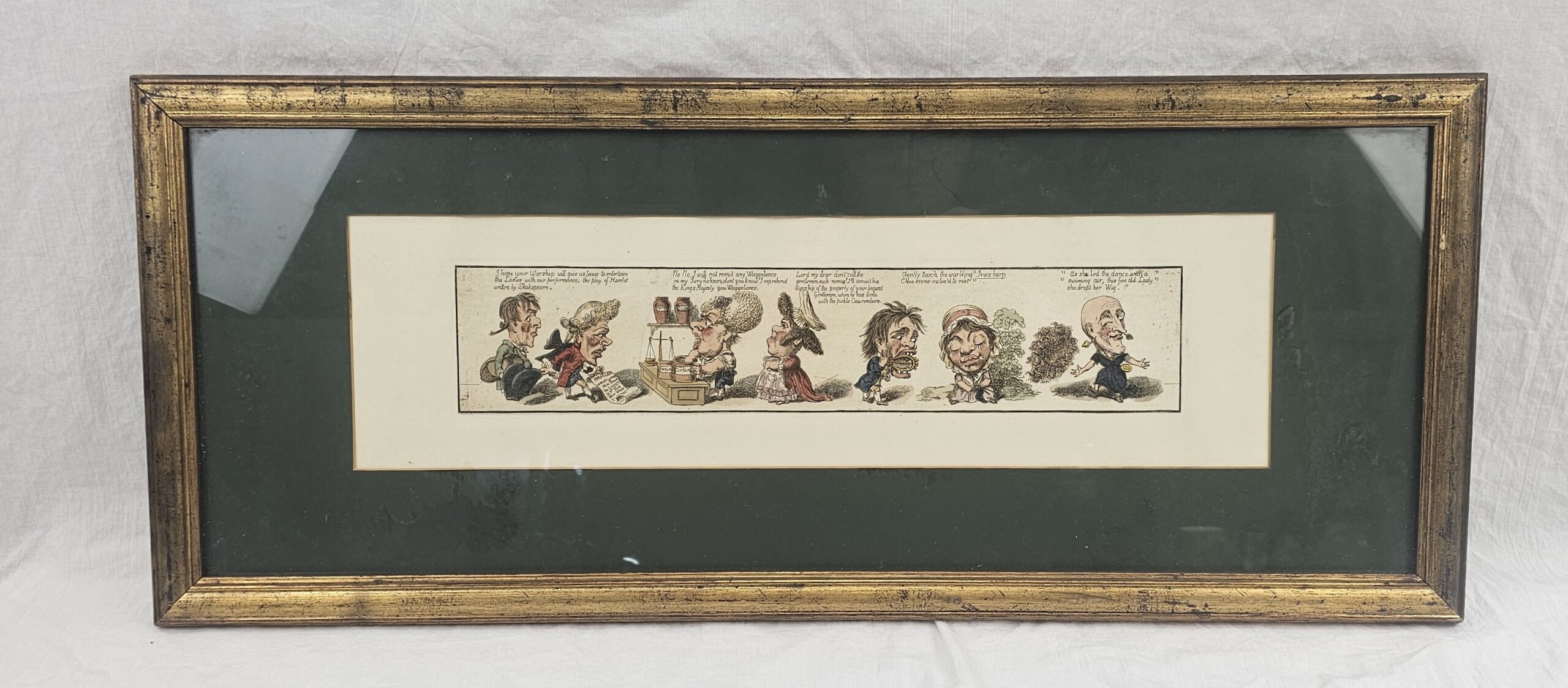 Framed Georgian Cartoon Strip Hand Coloured Print #2