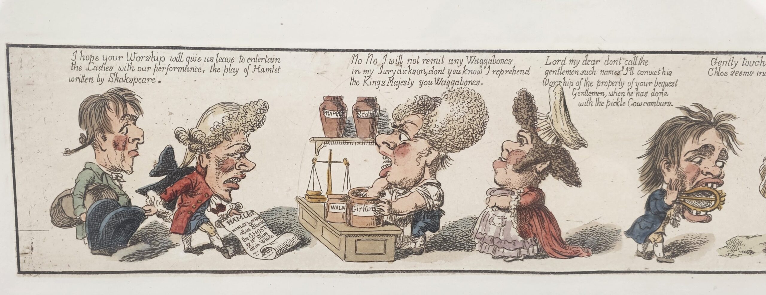 Framed Georgian Cartoon Strip Hand Coloured Print #2 - Image 3