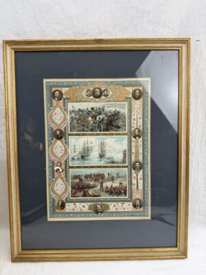 Framed Victorian Chromolithograph Print Of Royal Navy Ships Etc. By W. L. Wyllie