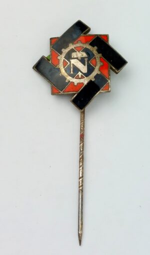 German, WW2–c.1933-1939, Technische Nothilfe (TeNo) 1st Pattern Enamel Members’ Tie Pin, Membership No: 25 728, “ges. gesch.”