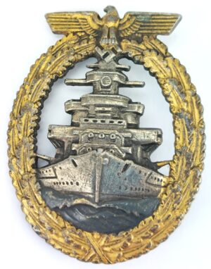 German, WW2, Kriegsmarine High Seas Fleet Badge, Friedrich Orth, Gilt & Silvered