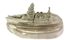 Mid-20th Century, Naval Battleship Desk Ashtray & Lighter, Cannon Spark Action