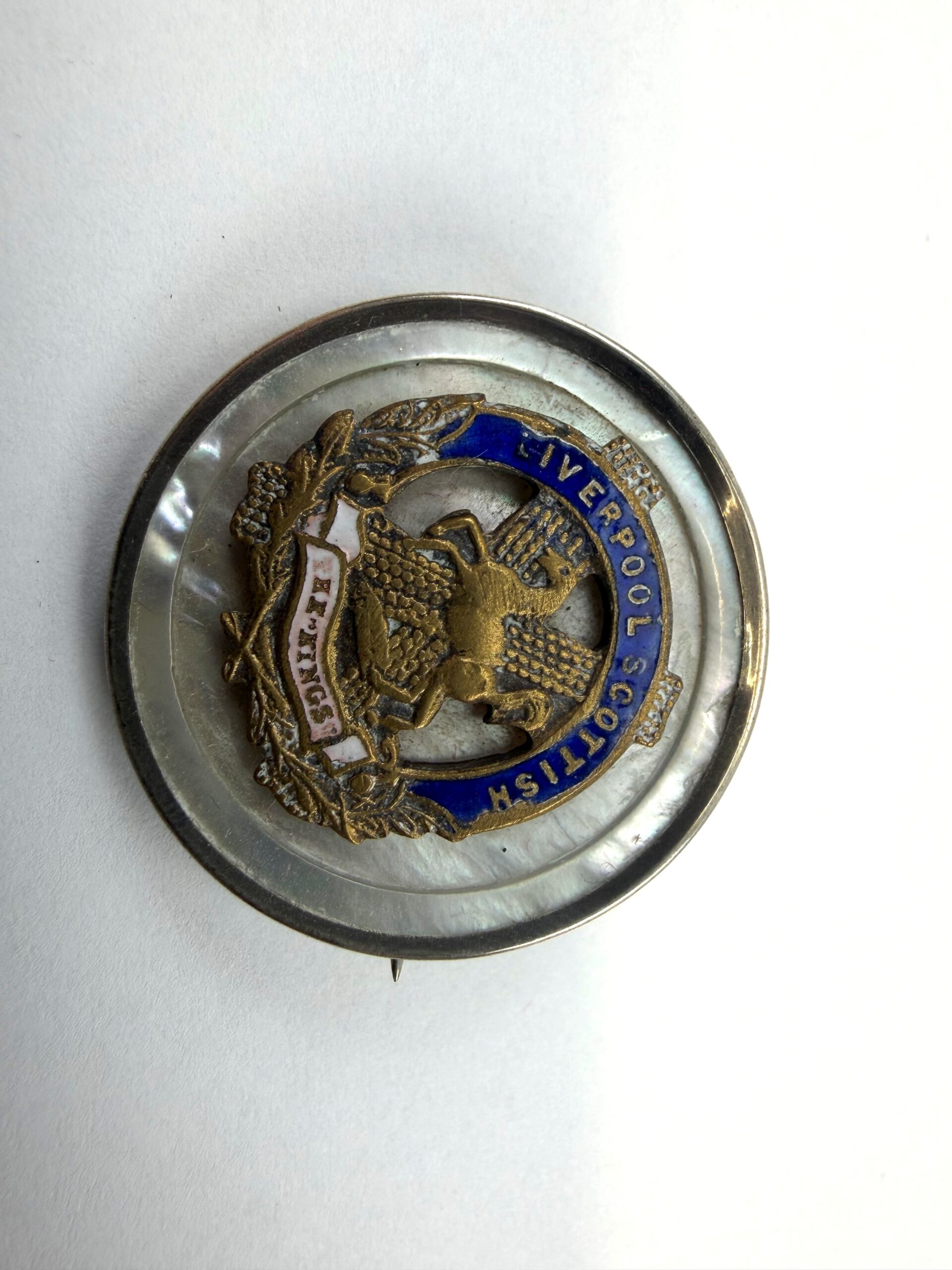 Original WW1 Liverpool Scottish Mother of Pearl & Silver Sweetheart Brooch