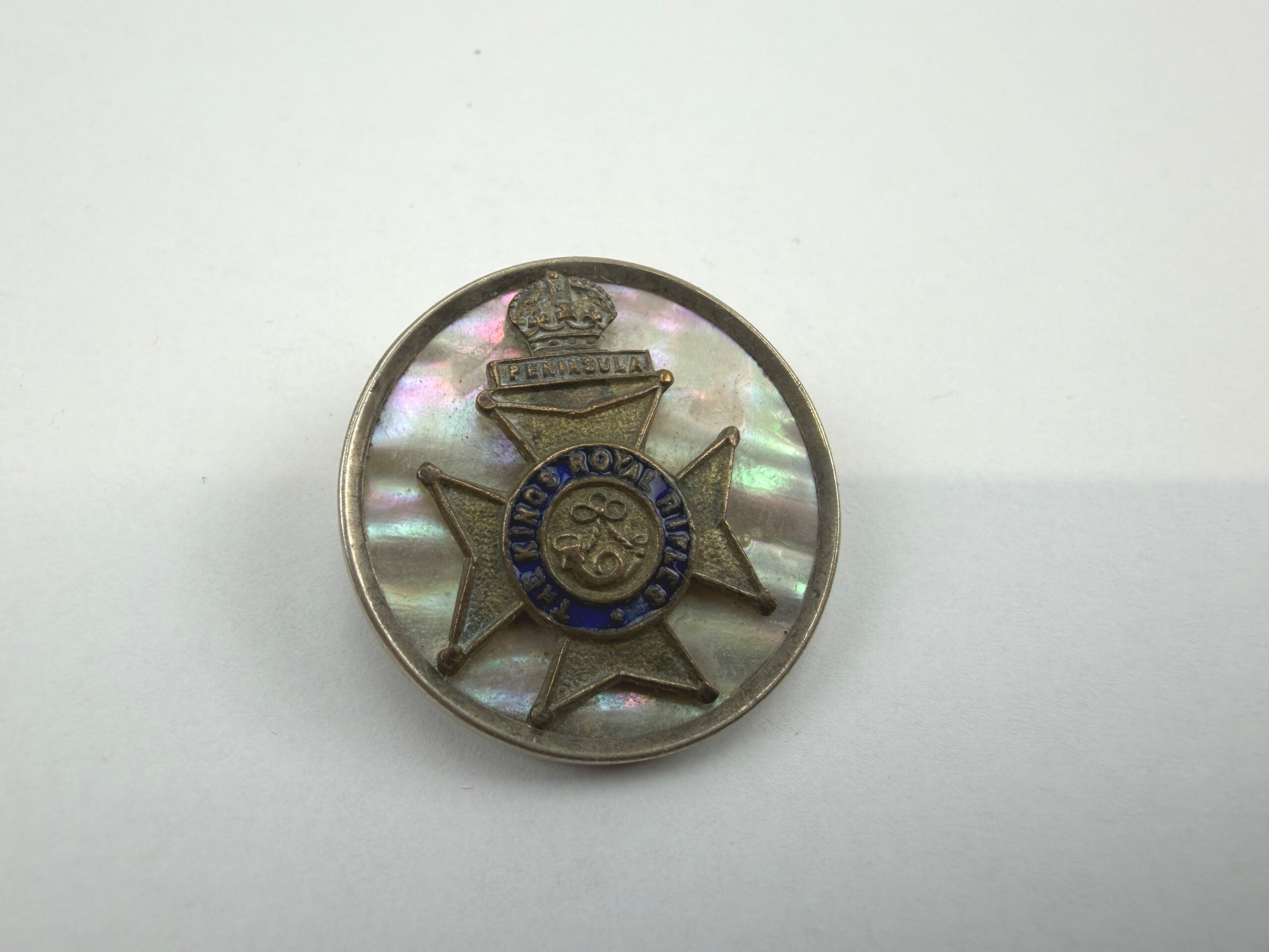 Original WW1 The Kings Royal Rifles Mother of Pearl & Silver Sweetheart Brooch