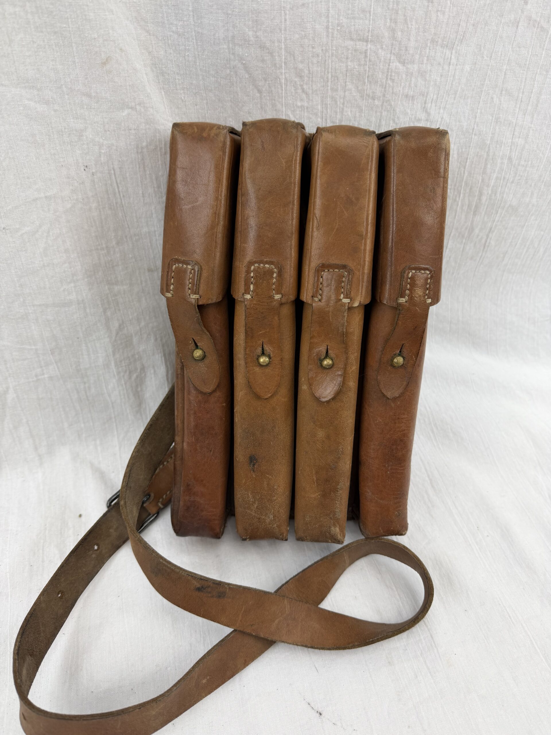 Original Yugoslavia / Serbian Army M56 Leather Ammo Pouch with Magazines - Image 6