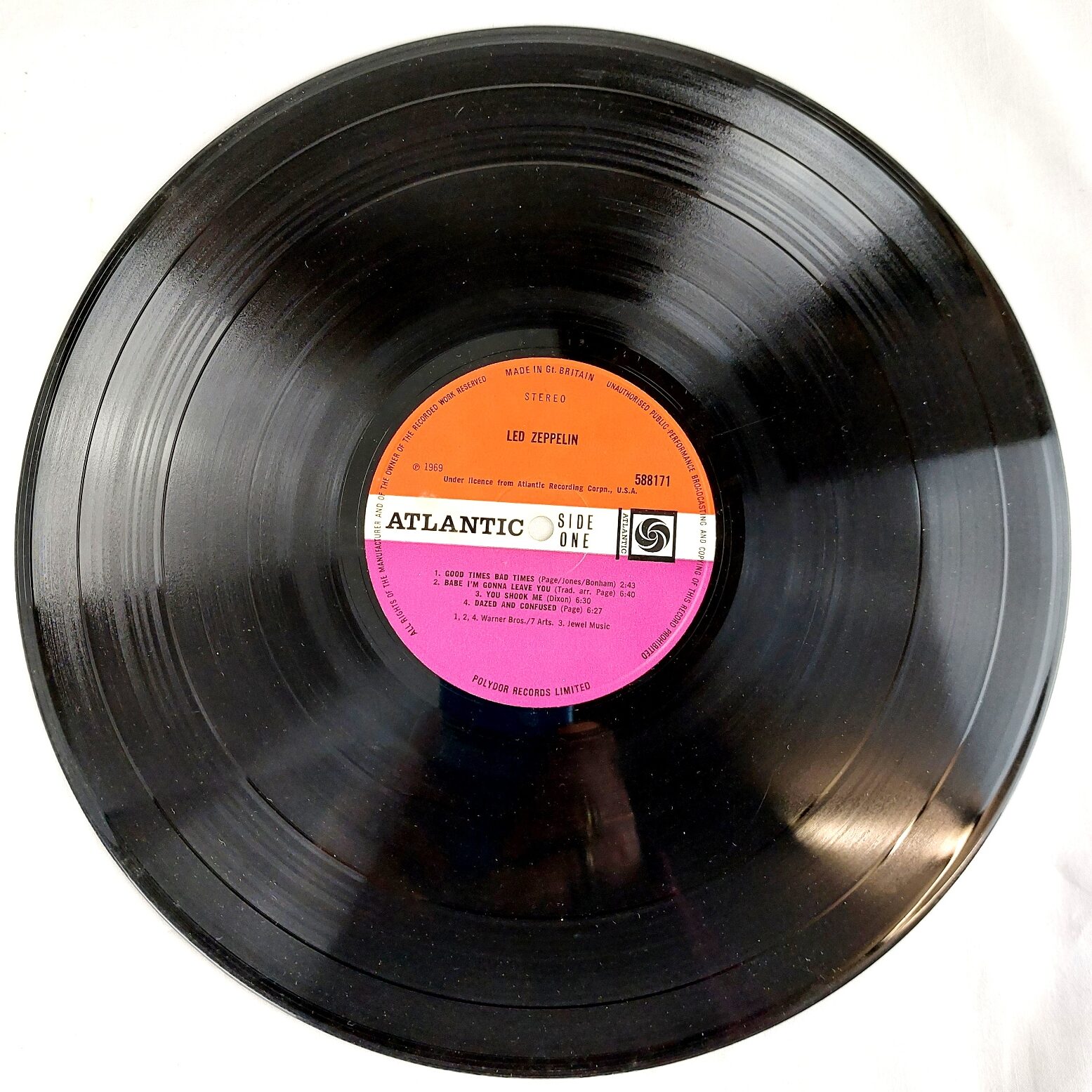 RARE, Led Zeppelin Debut LP, c.1970, Atlantic-UK Polydor Pressing 588171 Orange Sleeve A//1 B//1 Matrix - Image 16