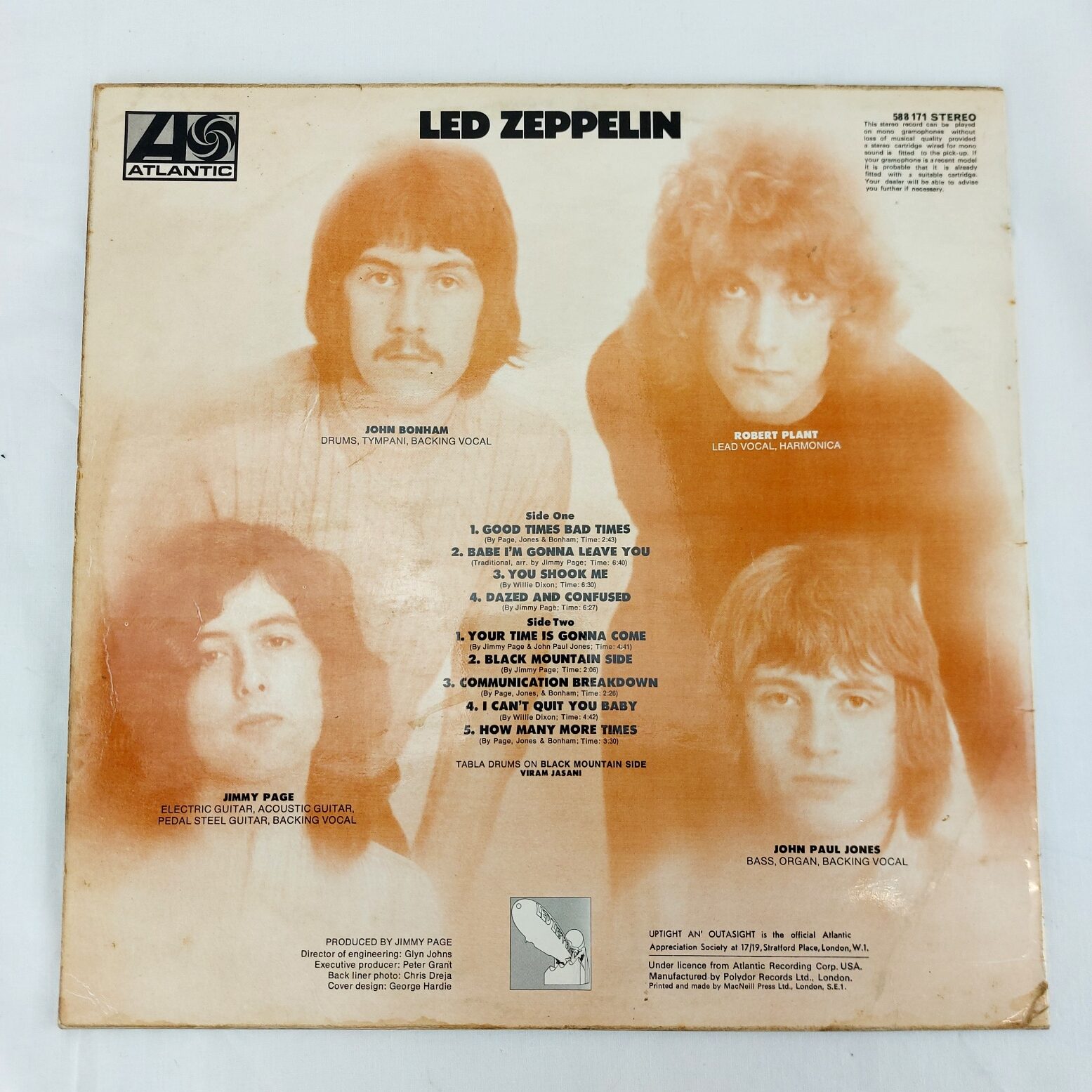 RARE, Led Zeppelin Debut LP, c.1970, Atlantic-UK Polydor Pressing 588171 Orange Sleeve A//1 B//1 Matrix - Image 2