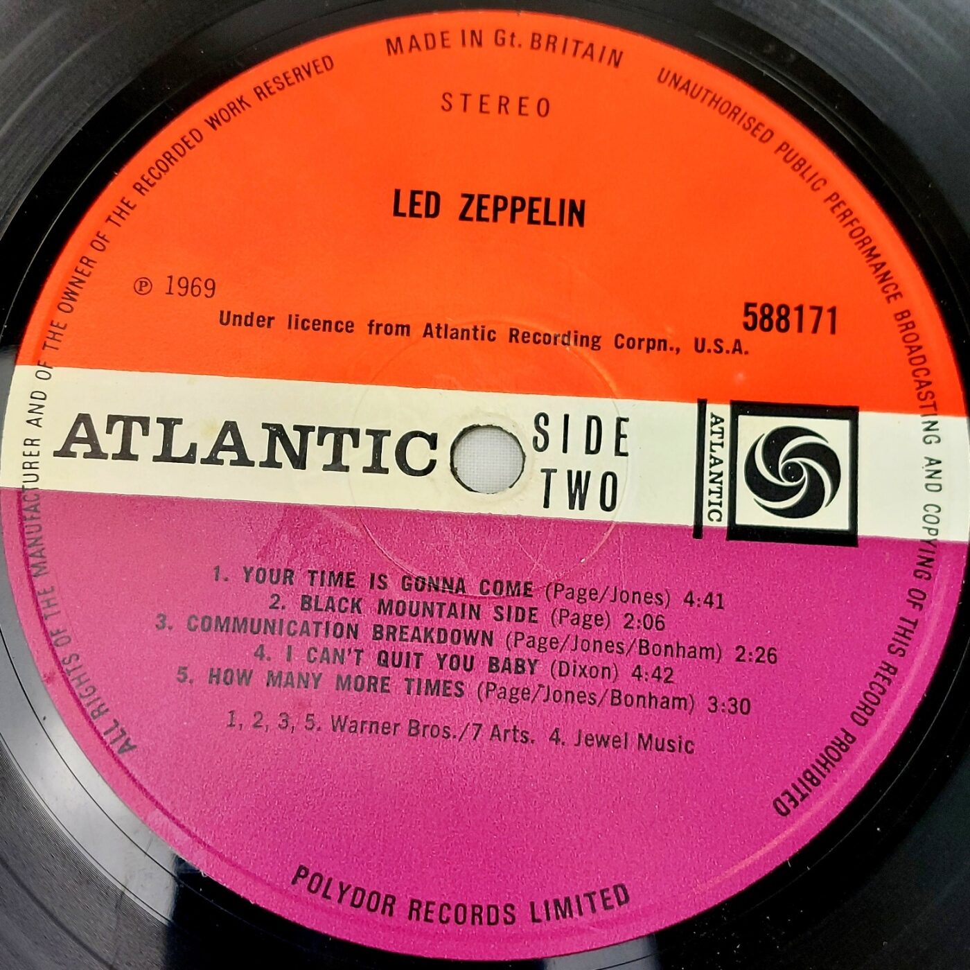 RARE, Led Zeppelin Debut LP, c.1970, Atlantic-UK Polydor Pressing 588171 Orange Sleeve A//1 B//1 Matrix - Image 23