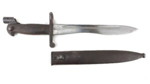 Spanish, WW2 era, Modelo 1941 Bolo Bayonet & Scabbard, Matching Nos, Toledo Arsenal, with Ricchieri Adapter for M1943 Mauser