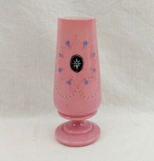 Victorian Pink Milk Glass Floral Vase