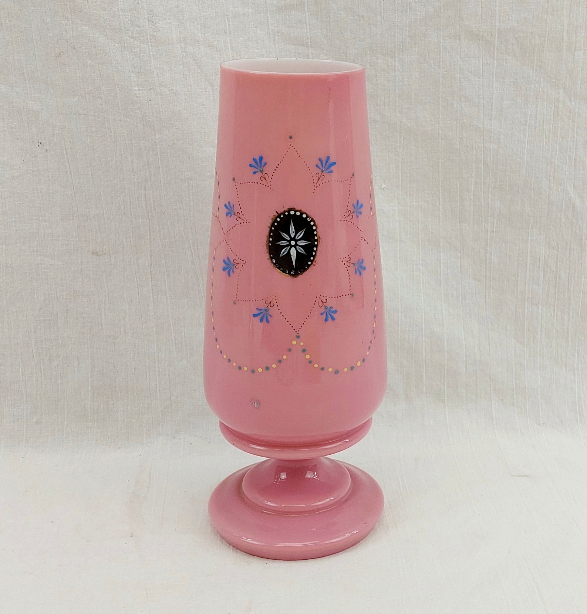 Victorian Pink Milk Glass Floral Vase