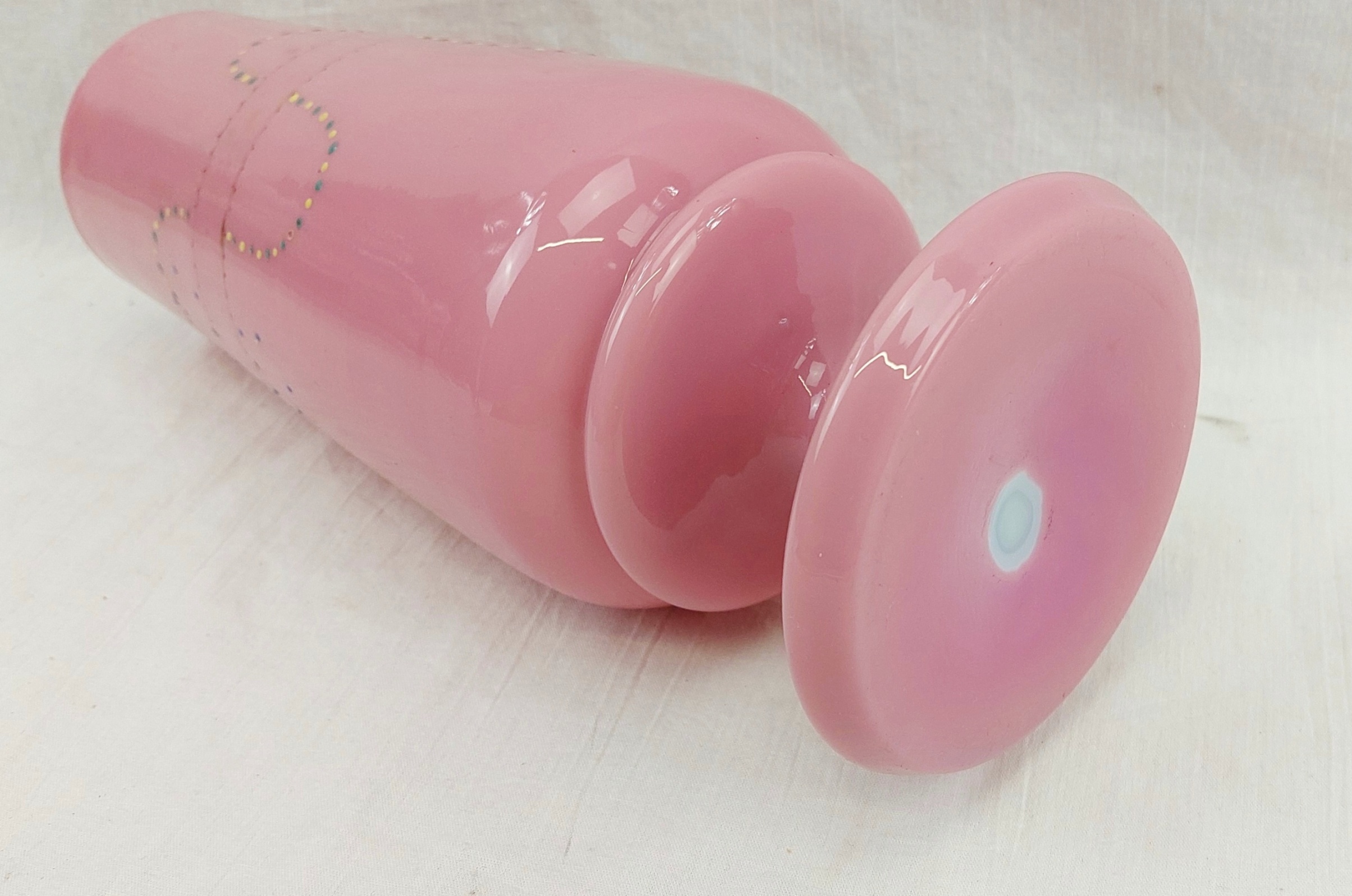 Victorian Pink Milk Glass Floral Vase - Image 10