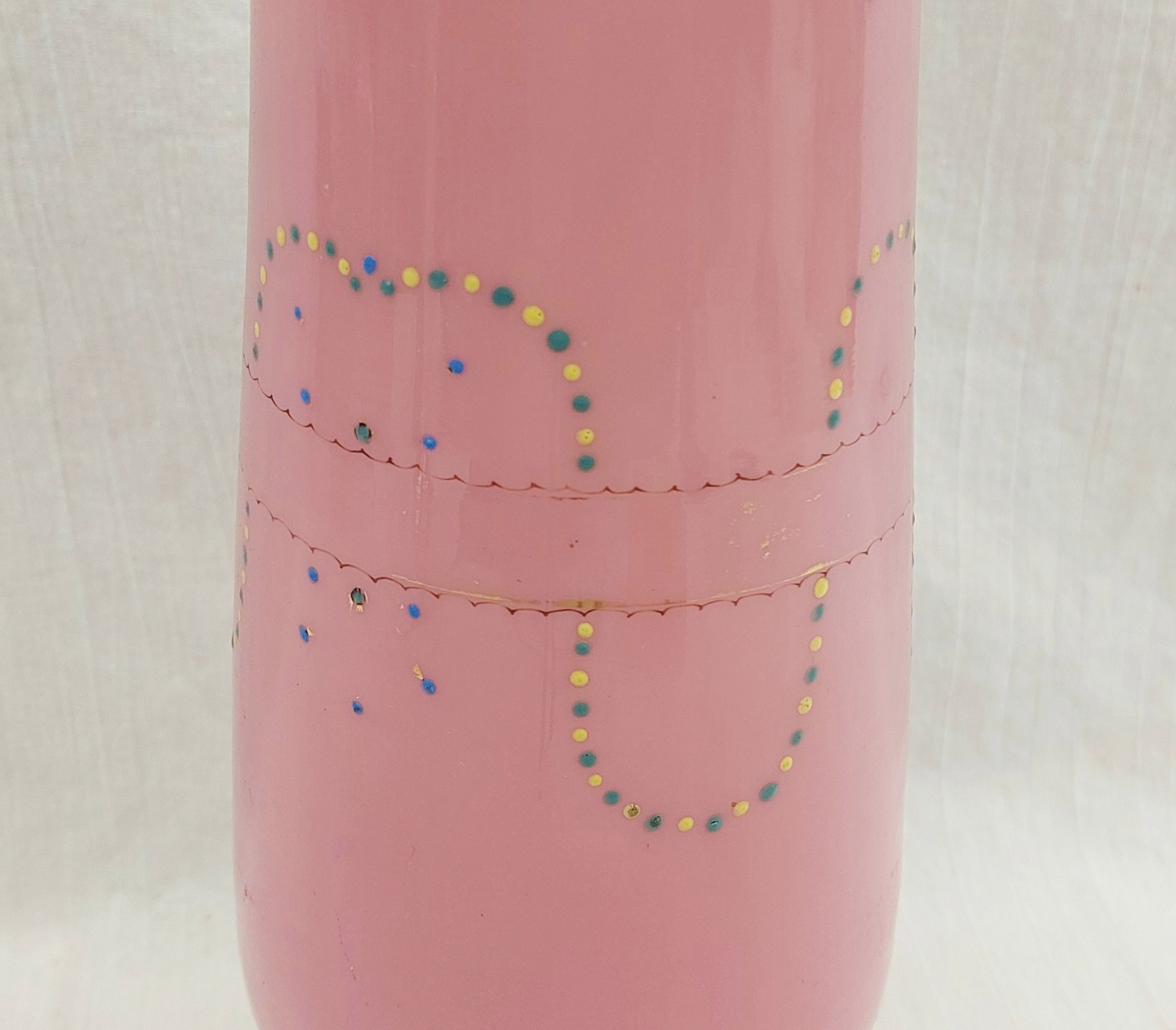 Victorian Pink Milk Glass Floral Vase - Image 6