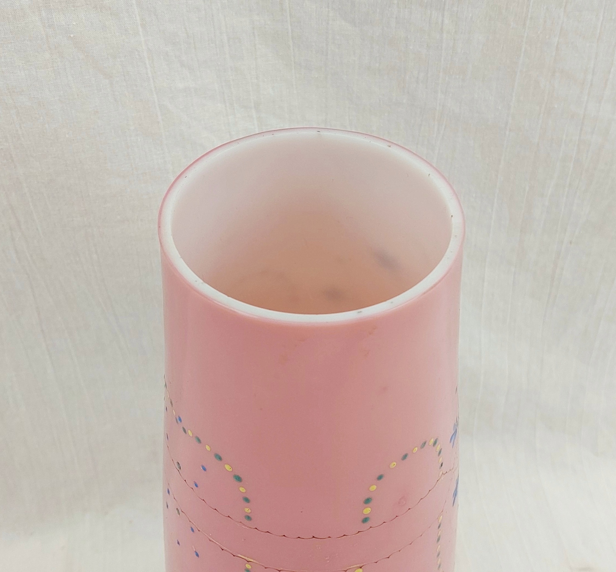 Victorian Pink Milk Glass Floral Vase - Image 4