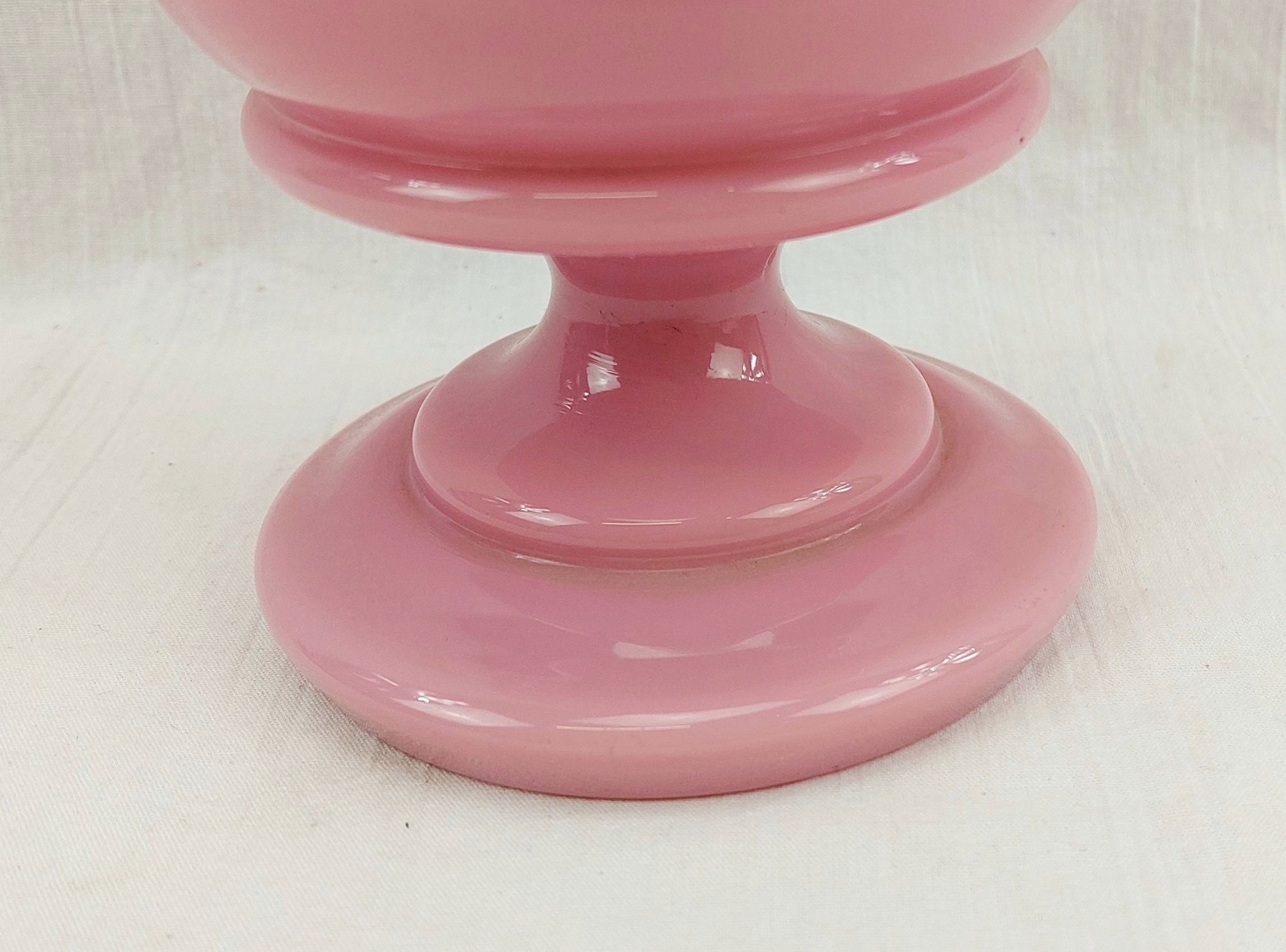 Victorian Pink Milk Glass Floral Vase - Image 9