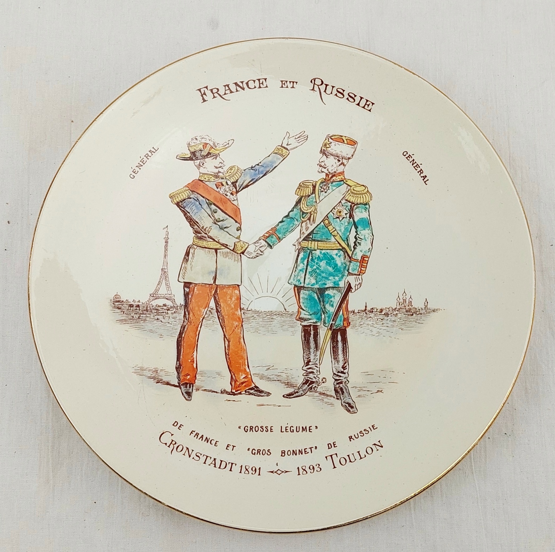 11 Franco-Russian Alliance 1891/3 Faience Plates Luneville Porcelain Factory - Image 3