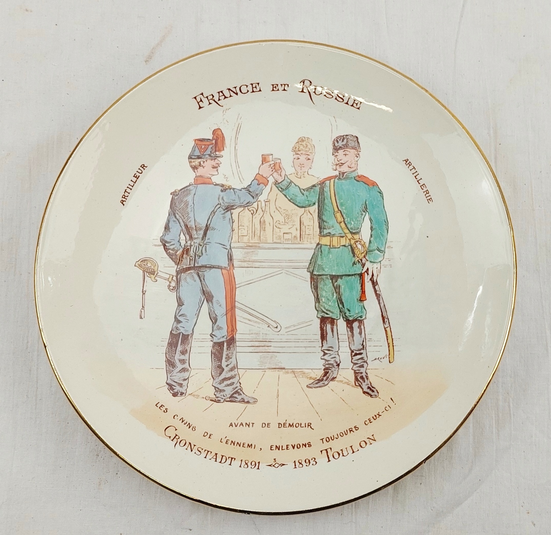 11 Franco-Russian Alliance 1891/3 Faience Plates Luneville Porcelain Factory - Image 5