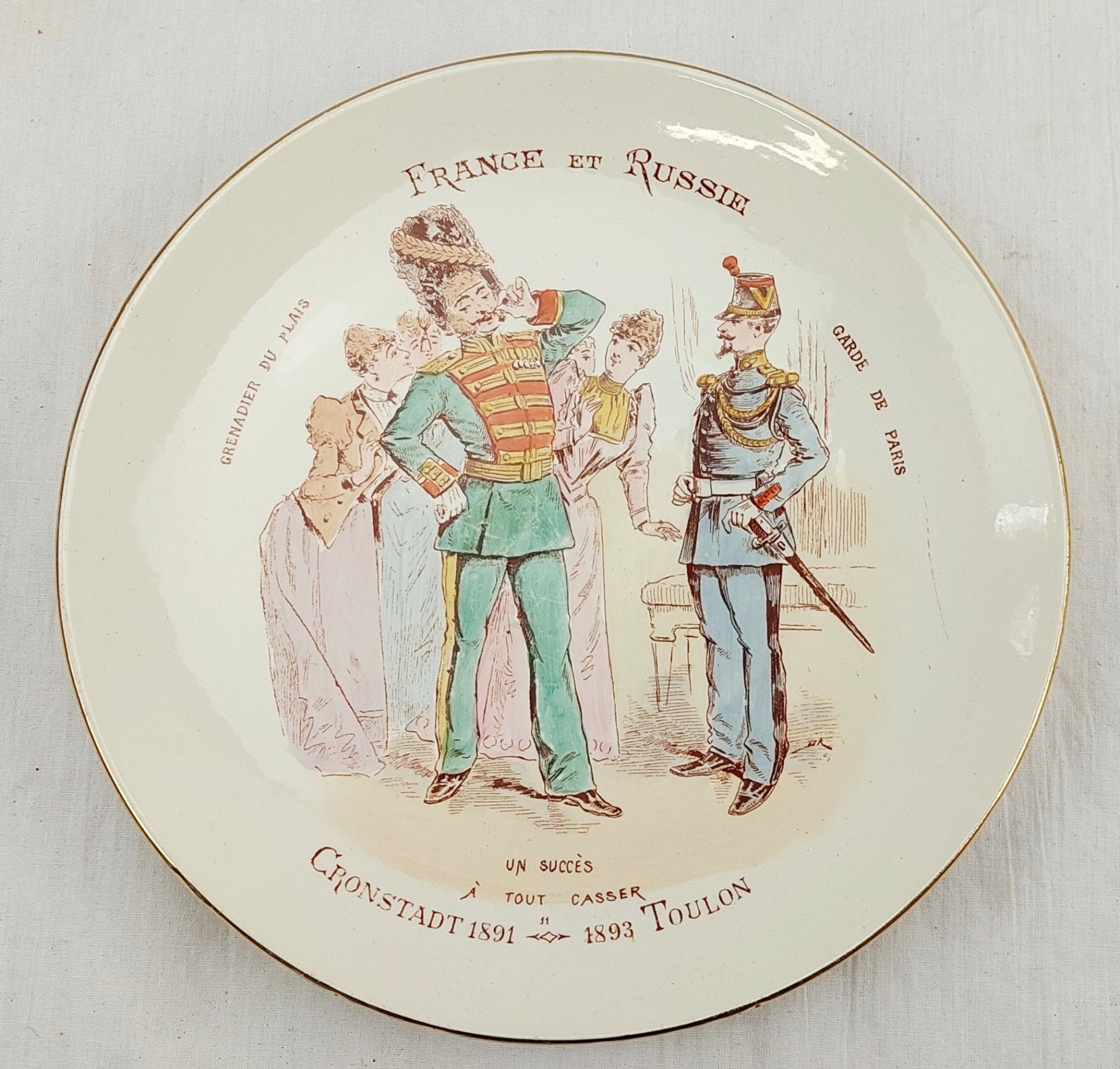 11 Franco-Russian Alliance 1891/3 Faience Plates Luneville Porcelain Factory - Image 6