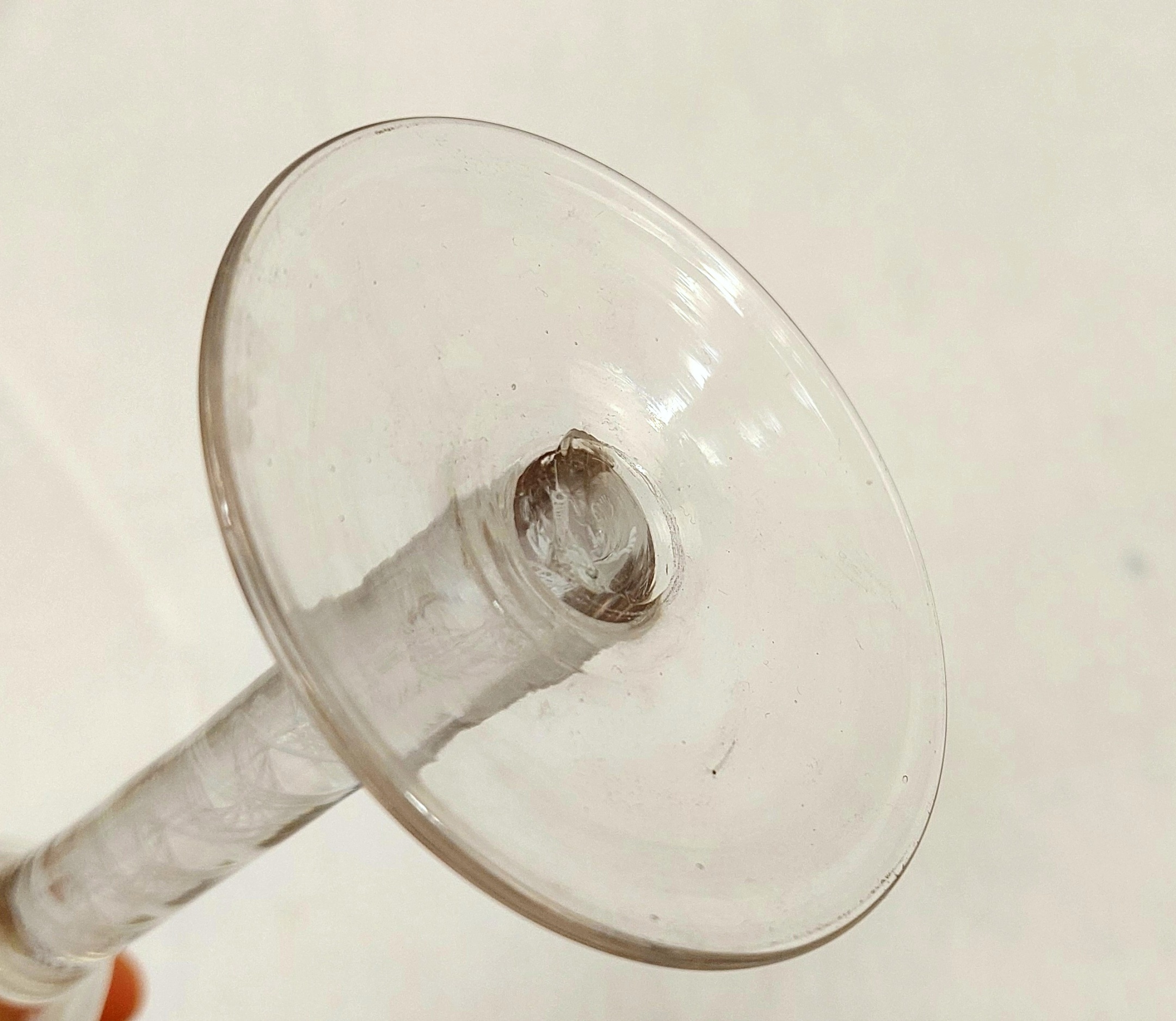 18th C Jacobite Opaque Air Twist Wine Glass With Grape And Vine Engraving #2 - Image 5