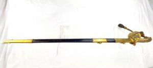 British, George V, Royal Navy Reserve Officer’s 1827 Pattern Sword, Scabbard & Knot by G. Thurkle, Soho, London