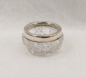 Birmingham 1906 Sterling Silver Salt Cut Glass Pot