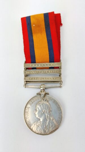 British, Anglo Boer War 1899–1902, Queen’s South Africa Medal, 3 Clasps: Cape Colony, Orange Free State, Transvaal; Royal Dublin Fusiliers