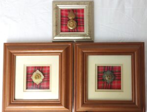 British, Scots Guards Officers’ Cap Badges, Individually Framed Display Group of Three