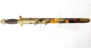 Chinese, Late Qing Dynasty (19th Century), Shuang Jian Pair of Short Double-Edged Swords & Scabbard