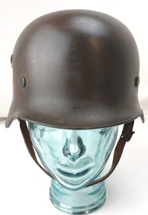 German, WWII, Original M35 Single Decal Kriegsmarine Steel Helmet with Later Decals, SE66, Lot 078, Complete with 1939 Dated Chinstrap, Excellent Condition