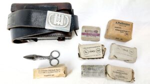 German, WW2, Deutsches Rotes Kreuz (DRK – German Red Cross) Enlisted/NCO Belt, Leather Medical Pouch with Dated Contents, Named “O.. Mann 11/163”