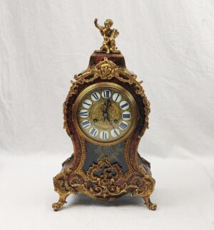 Fine Late French 19th Century Ornate Boulle Work Mantle Clock Retailed By W. Johnson & Sons