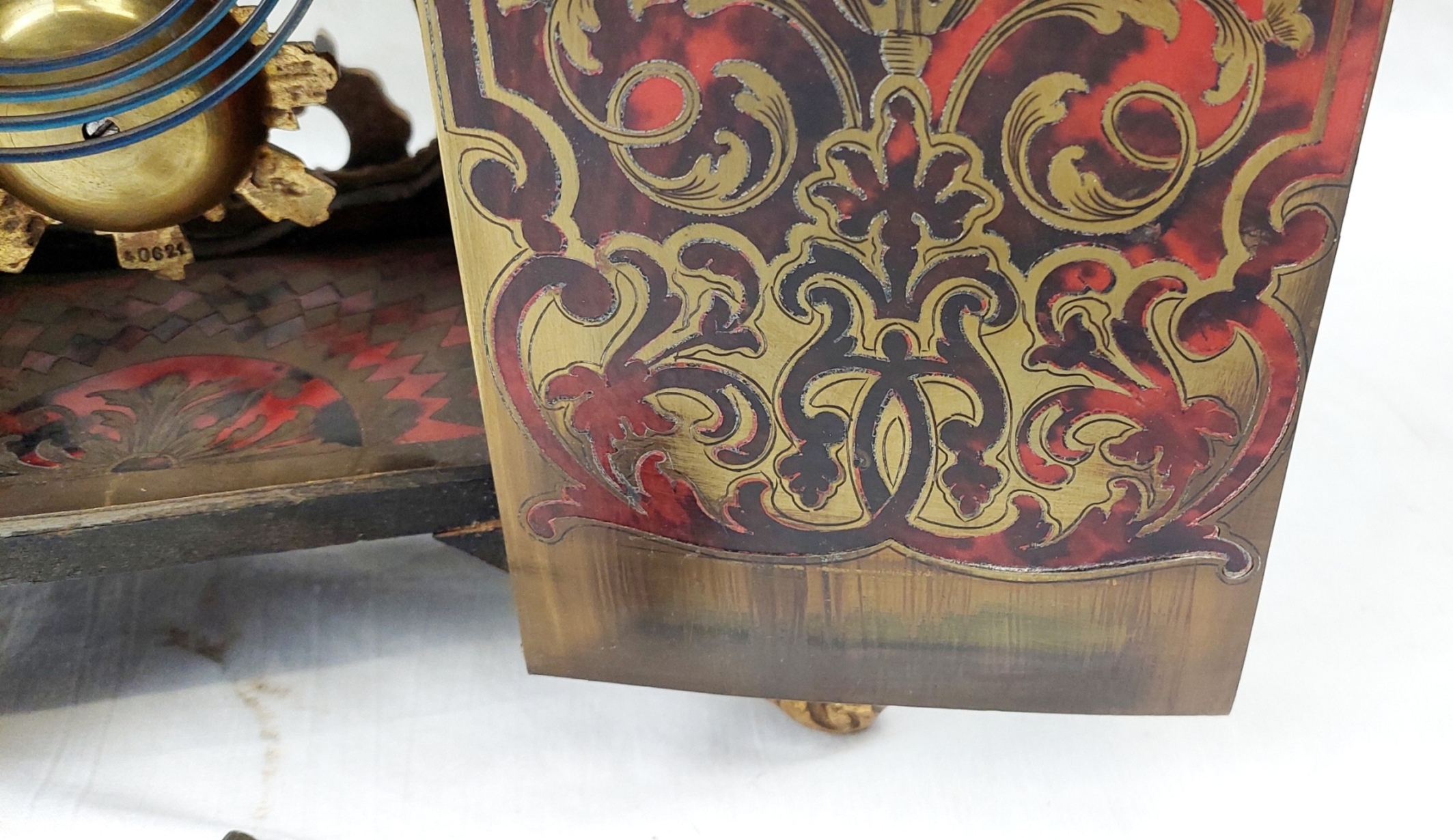 Fine Late French 19th Century Ornate Boulle Work Mantle Clock Retailed By W. Johnson & Sons - Image 14
