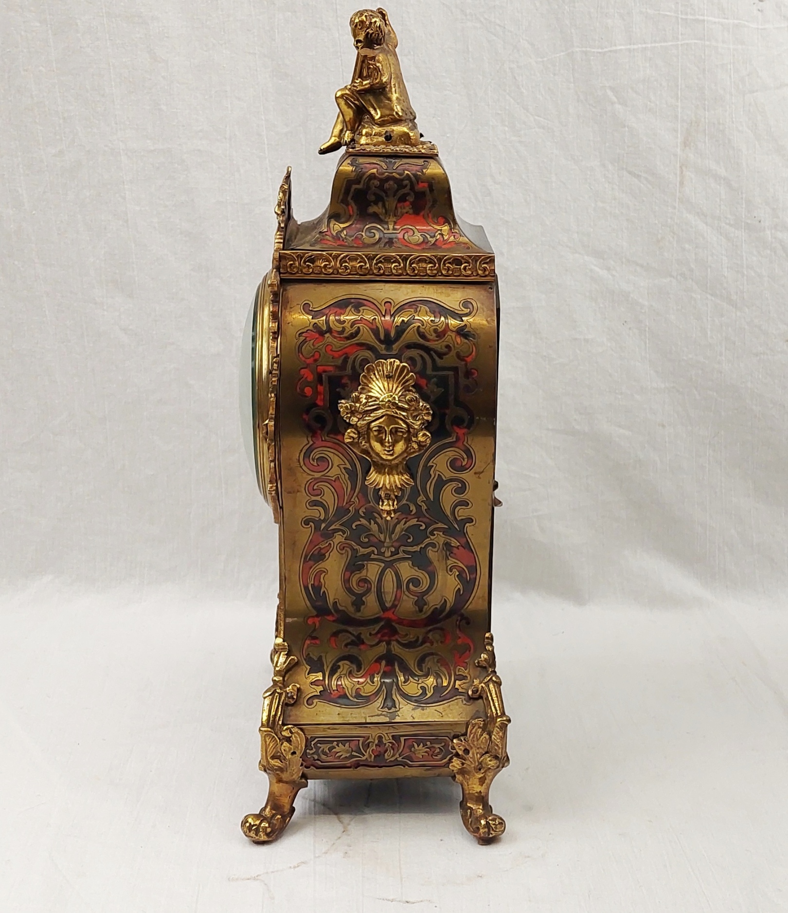Fine Late French 19th Century Ornate Boulle Work Mantle Clock Retailed By W. Johnson & Sons - Image 6