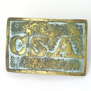 Original Confederate States of America (C.S.A.) Rectangular Belt Plate, Cast Brass, Civil War Pattern
