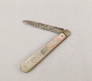 Sheffield 1906 Sterling Silver And Mother Of Pearl Fruit Knife