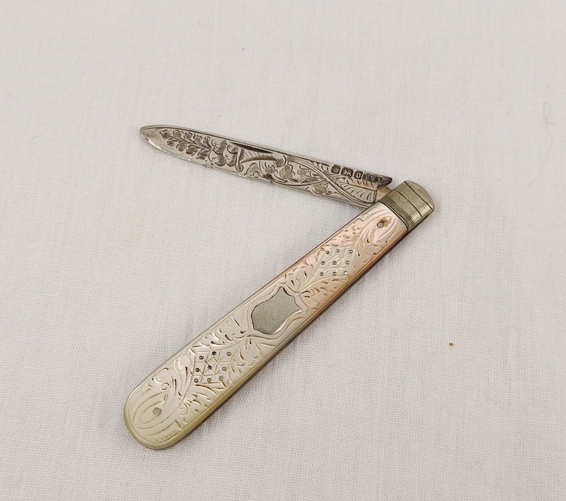 Sheffield 1906 Sterling Silver And Mother Of Pearl Fruit Knife