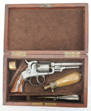 US, Civil War – c.1857–1859, Boxed Josiah Ells Patent Third Model Double-Action Percussion Pocket Revolver, with Accessories, Obsolete Calibre
